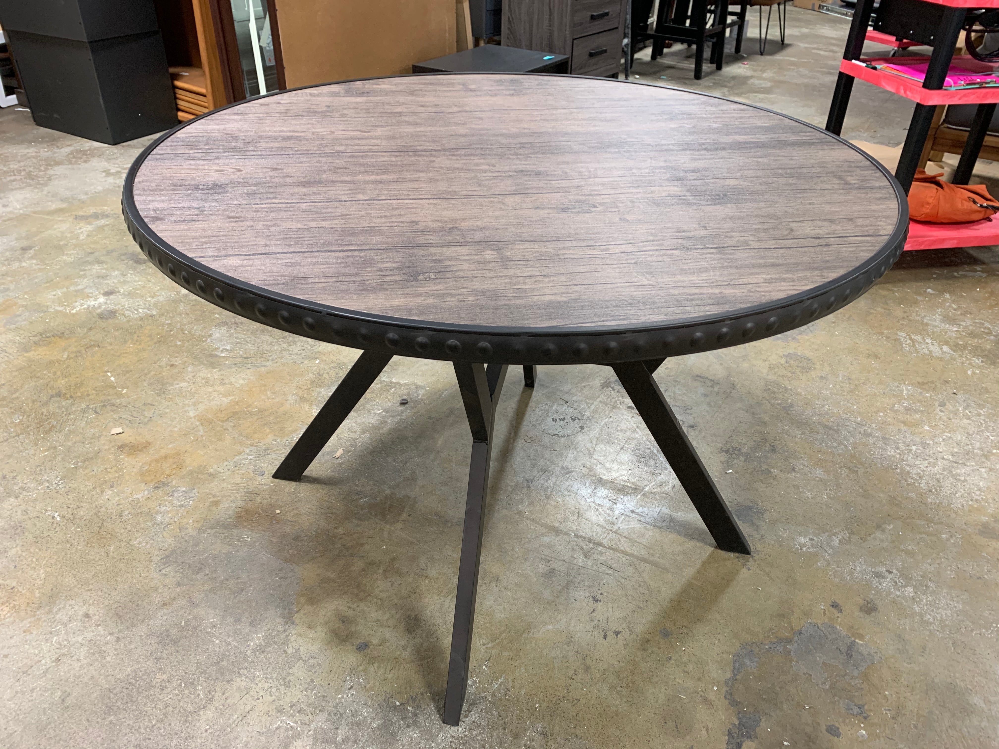 44.5" Distressed Wood/Metal Dining Table