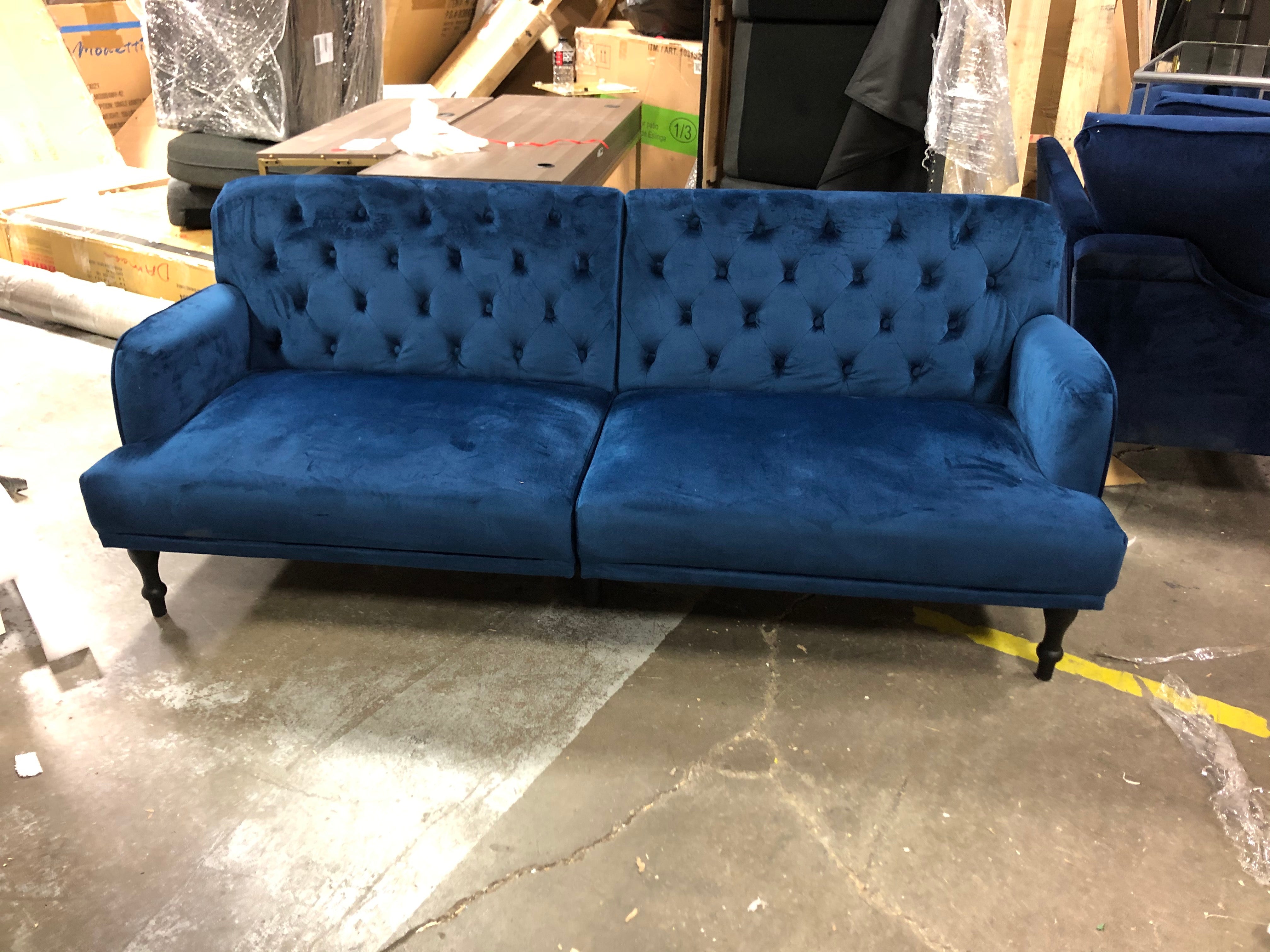78" Blue Velvet Sleeper Sofa