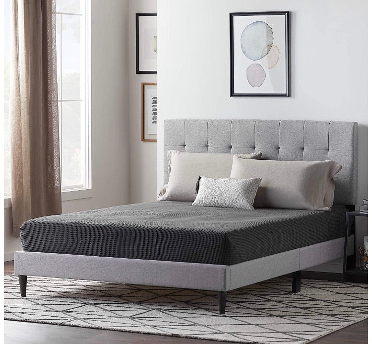(Queen) LUCID Upholstered Square Tufted Platform Bed CG1601