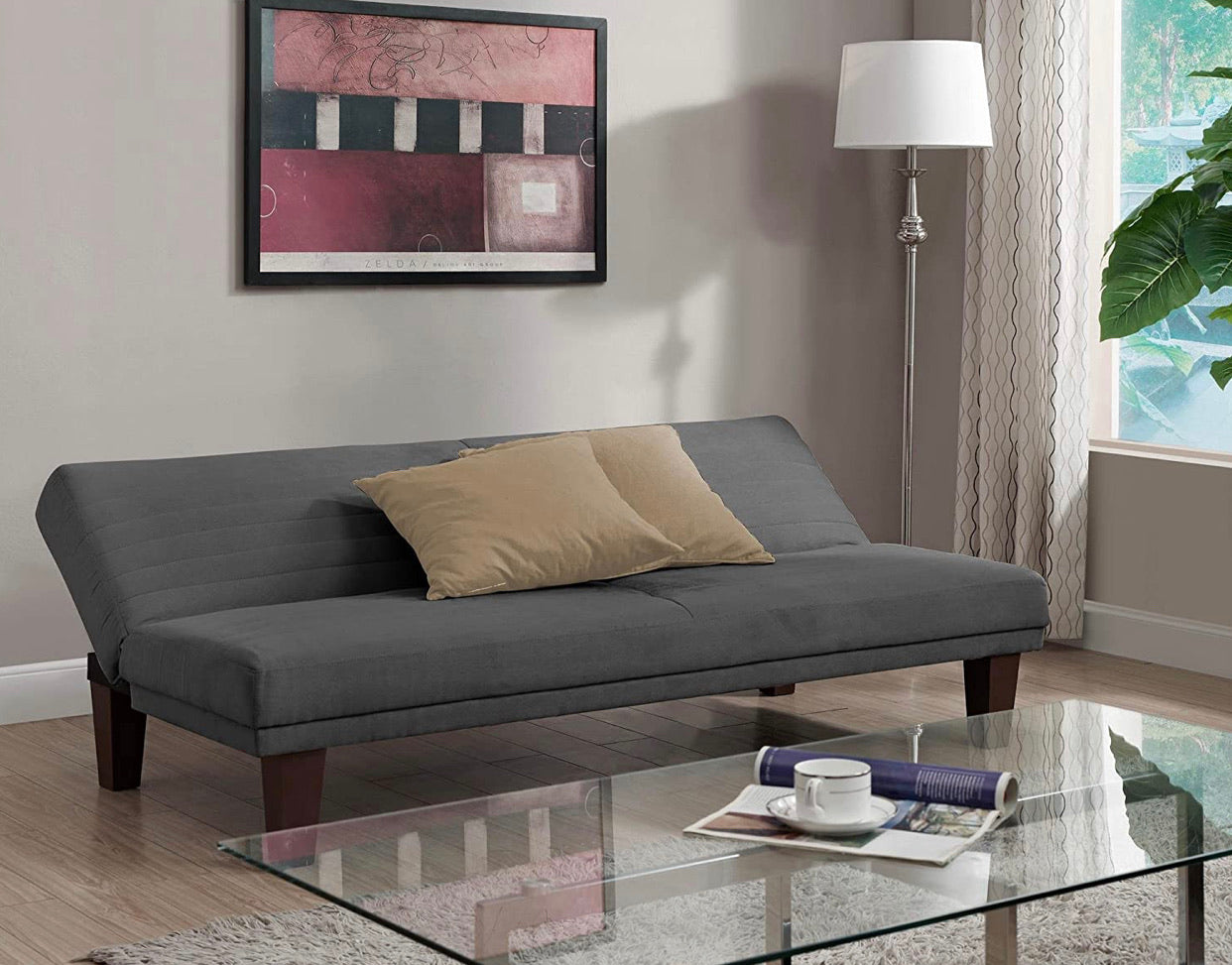 Grey Convertible Microfiber Futon #LX2012