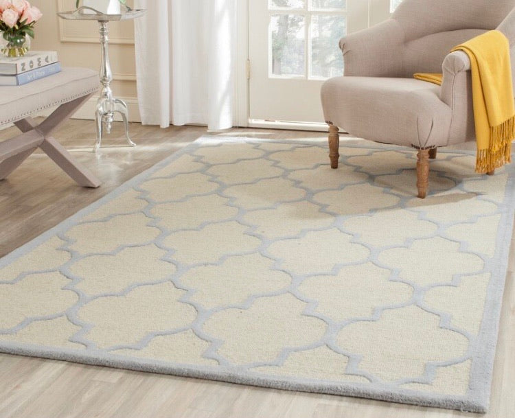 8'x10' Whitchurch Hand-Tufted Wool Ivory/Light Blue Area Rug CG285