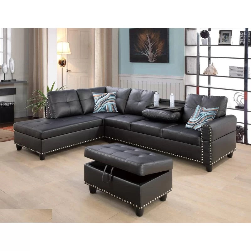 Emberley 97.2" Wide Faux Leather Corner Sectional