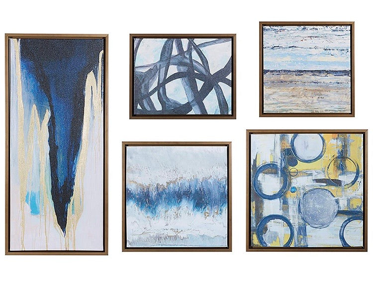 Blue Bliss - 5 Piece Wrapped Canvas Graphic Art Print Set CG1972