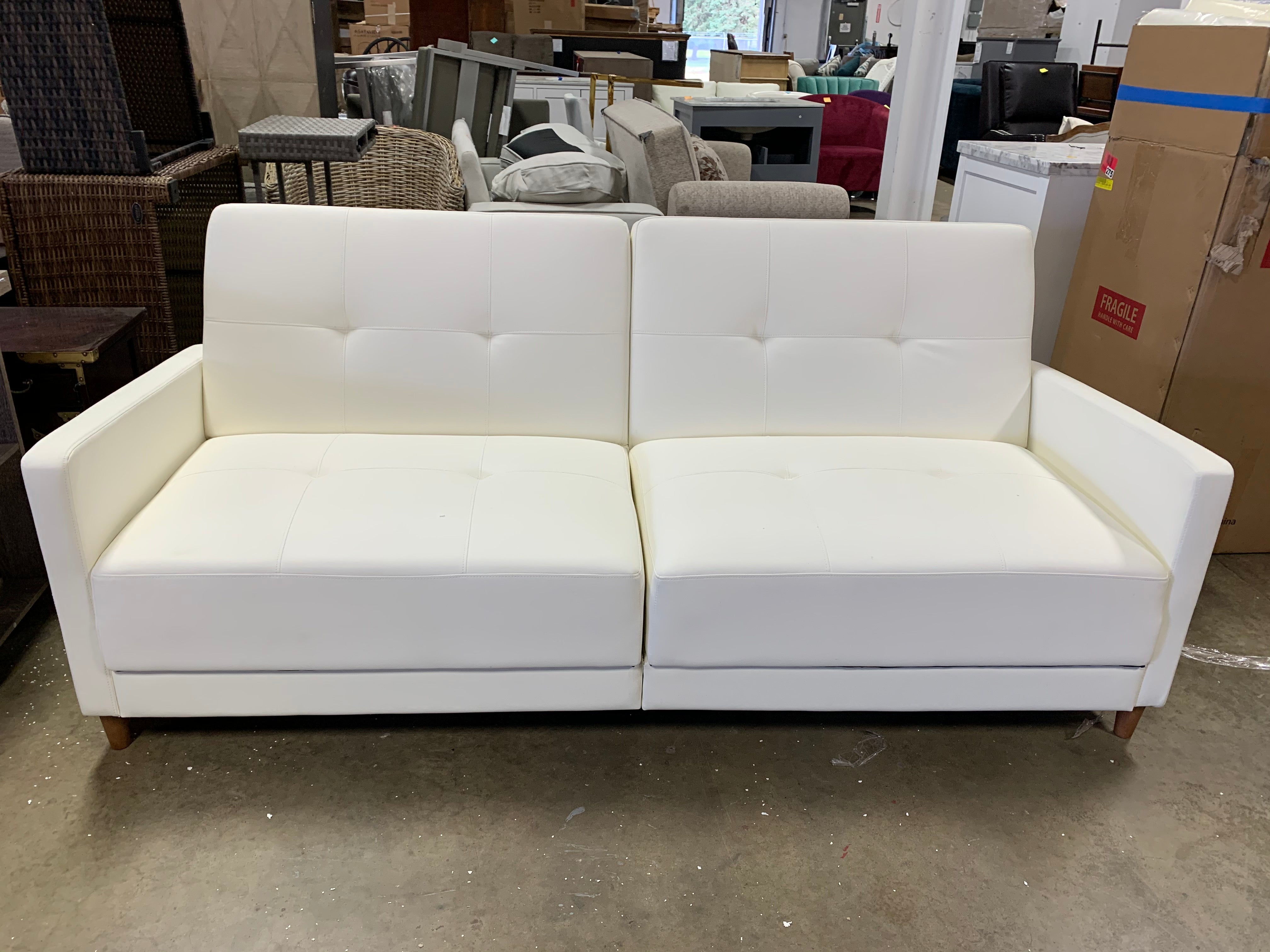Benitez Full 76" Convertible Sofa, White