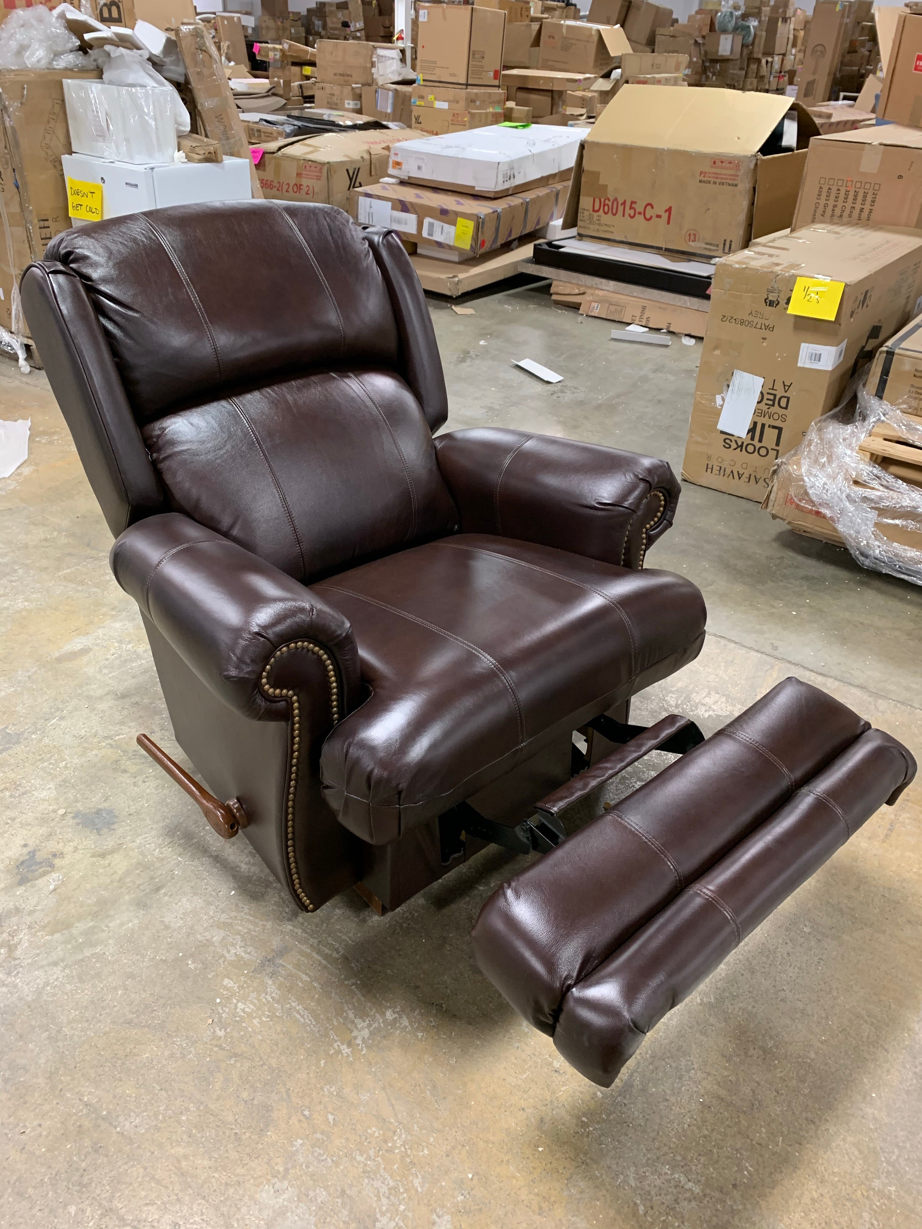 La-Z-Boy Kirkwood Genuine Leather Manual Recliner, Walnut