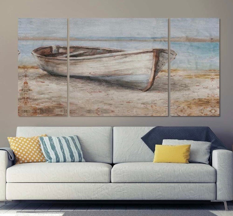 Whitewashed Boat on Wrapped Canvas CG1561