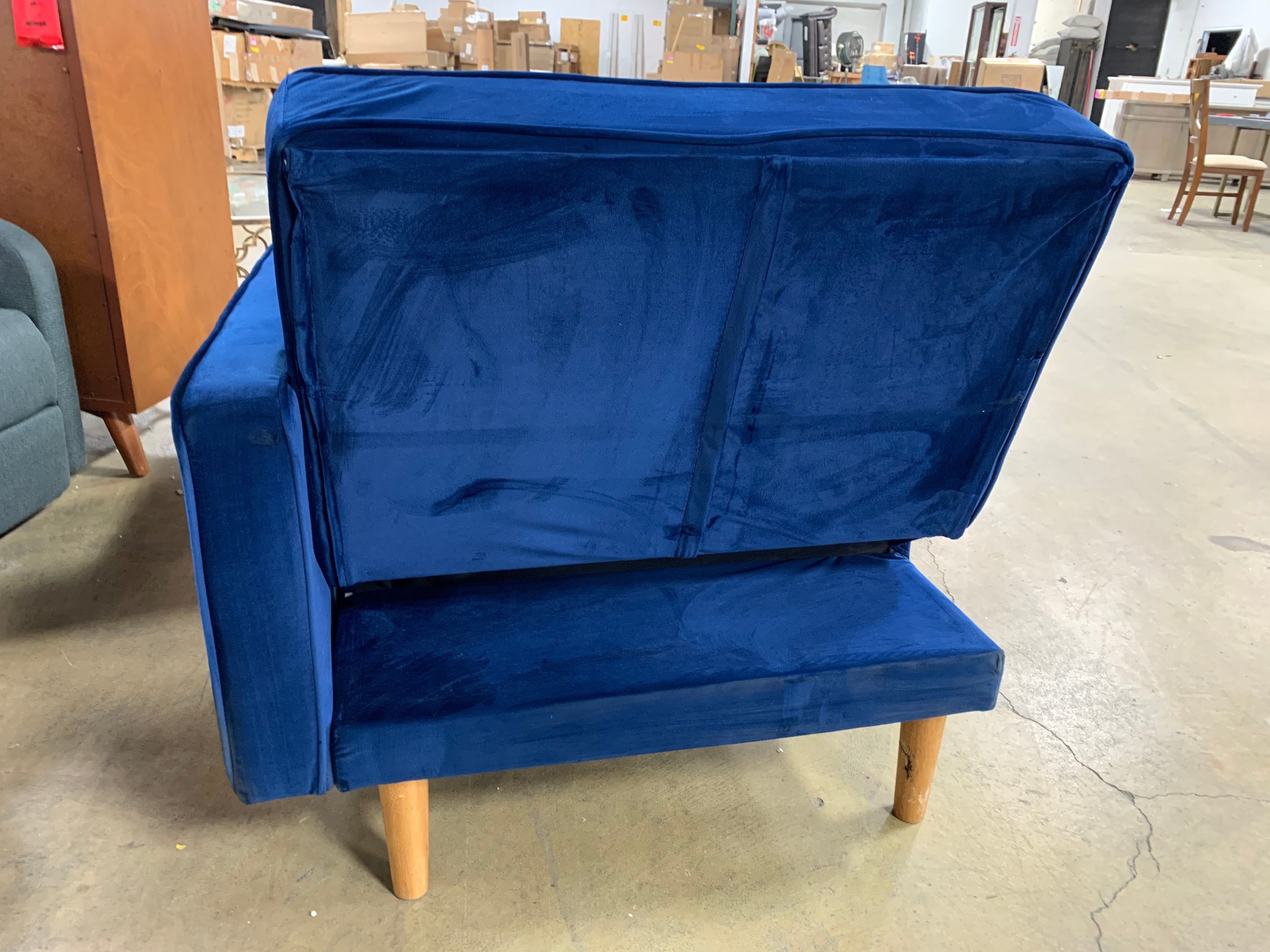 Blue Velvet Reclining Chaise Lounge *As Is*