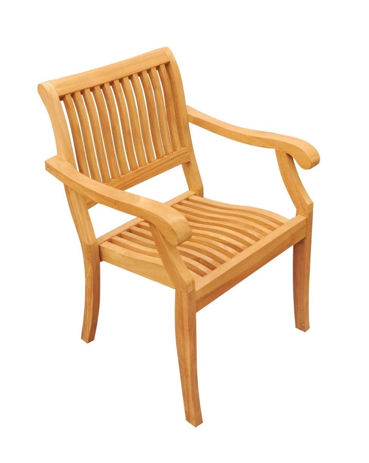 (Set of 4) Masten Stacking  Teak Patio Dining Chairs with Arms CG1881