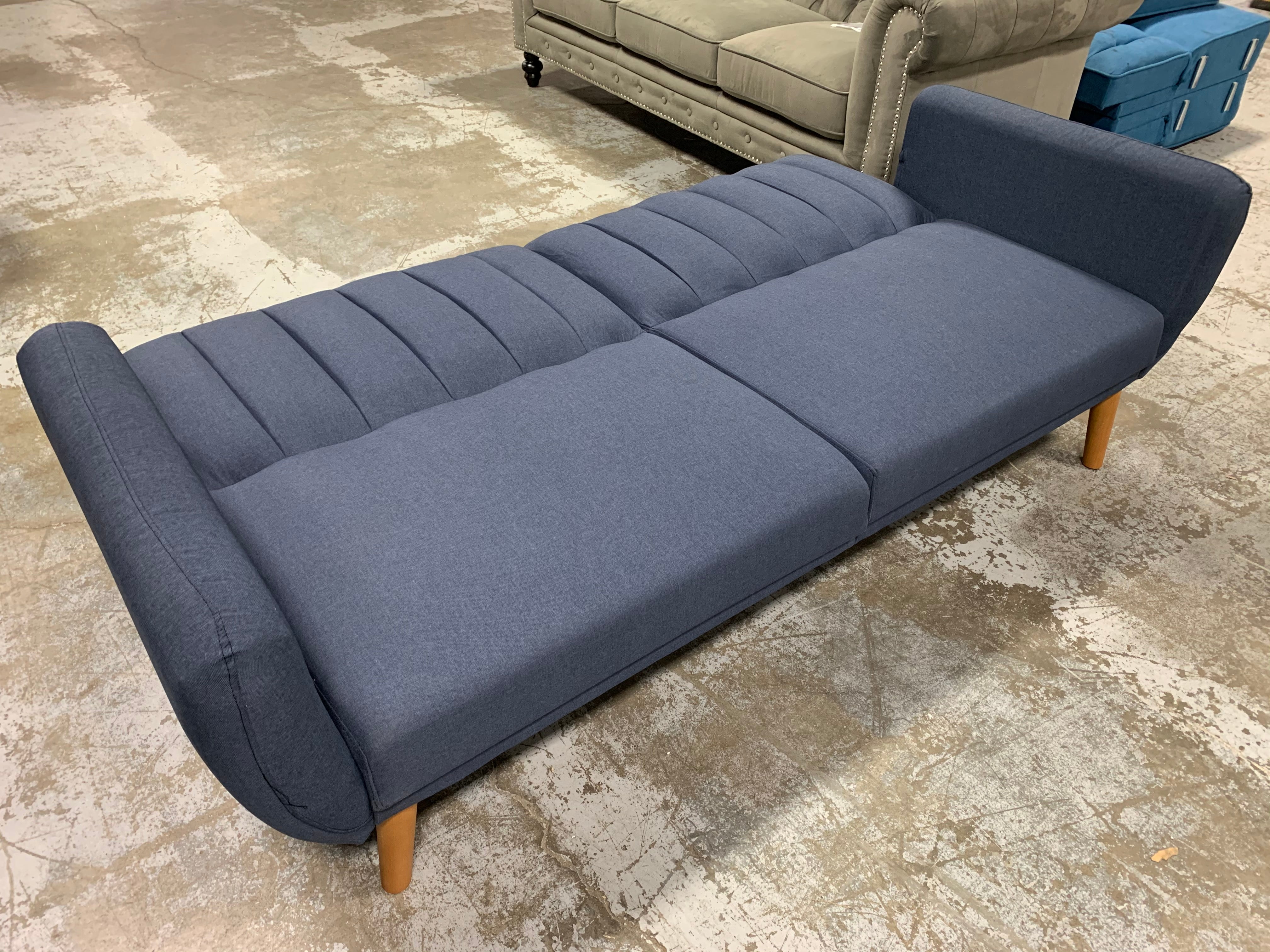 Novogratz Brittany Full 81.5" Split Back Convertible Sofa, Dark Blue