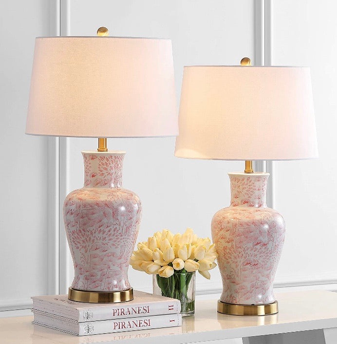 (Set of 2) Calli Table Lamps Pink/Gray (Includes LED Light Bulb) CG1448