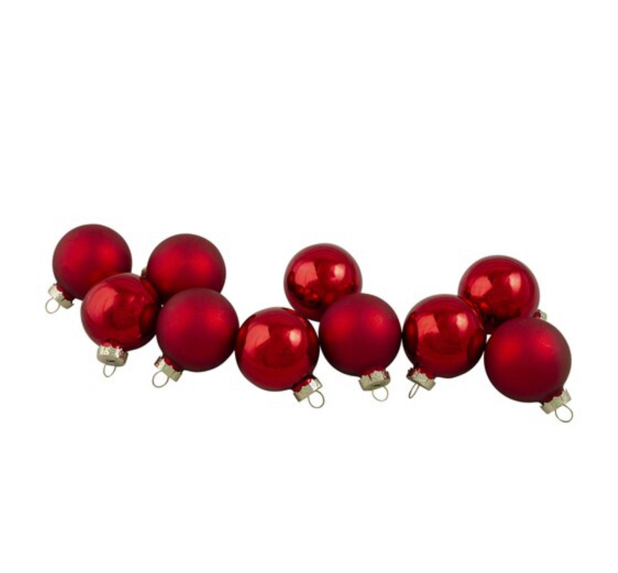 10ct Red 2-Finish Christmas Ball Ornaments 1.75" (45mm) LS118