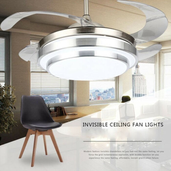 42" Aadilynn 4-Blade LED Retractable Blades Ceiling Fan with Remote Control and Light Kit Included (#K5899)