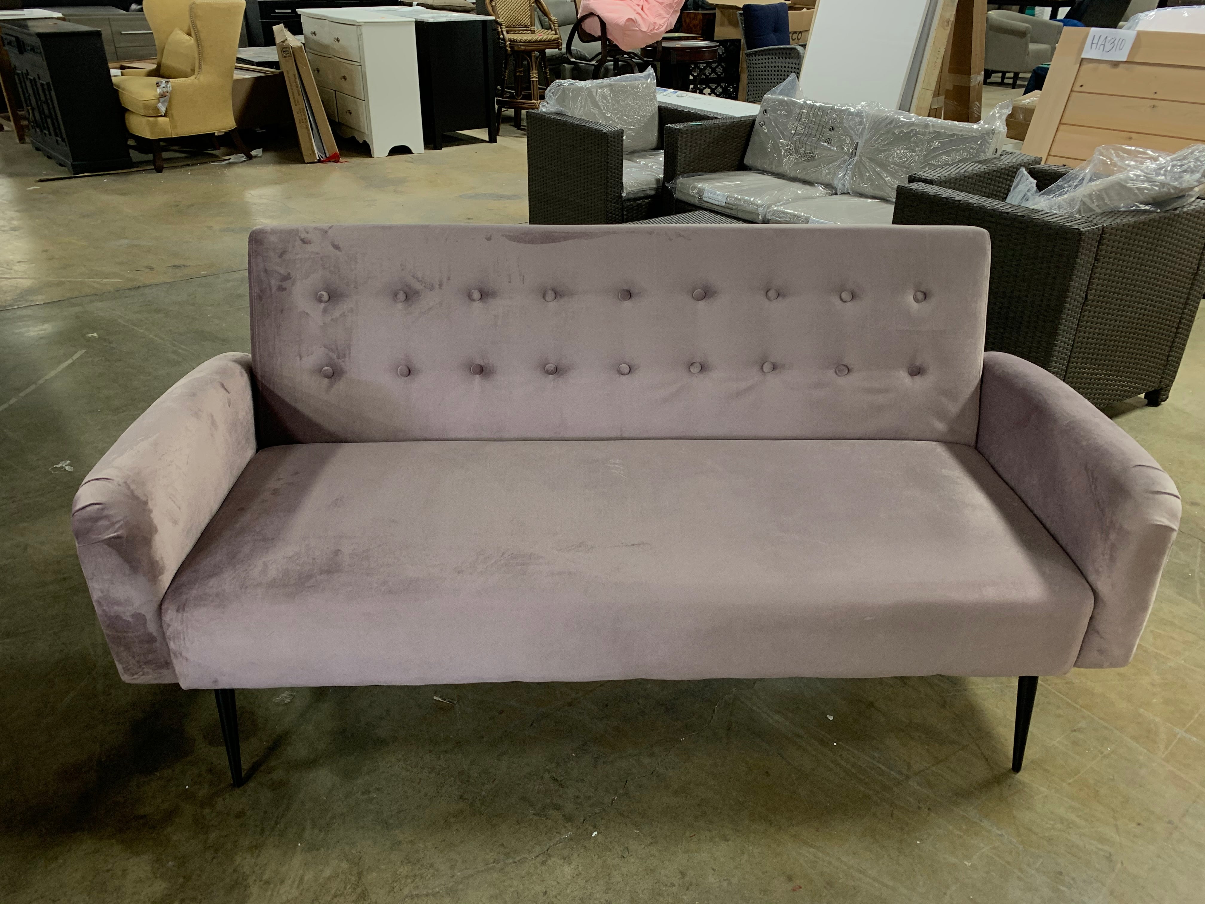Stevie Tufted Back Convertible Sofa, Blush/Lavender