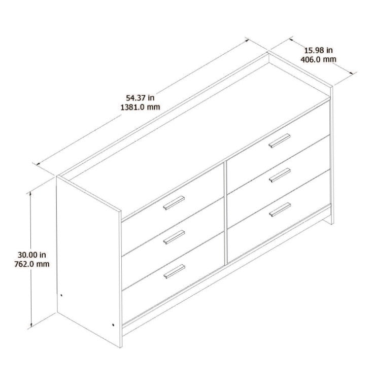 Black Brown Nowell 6 Drawer Double Dresser CG1602