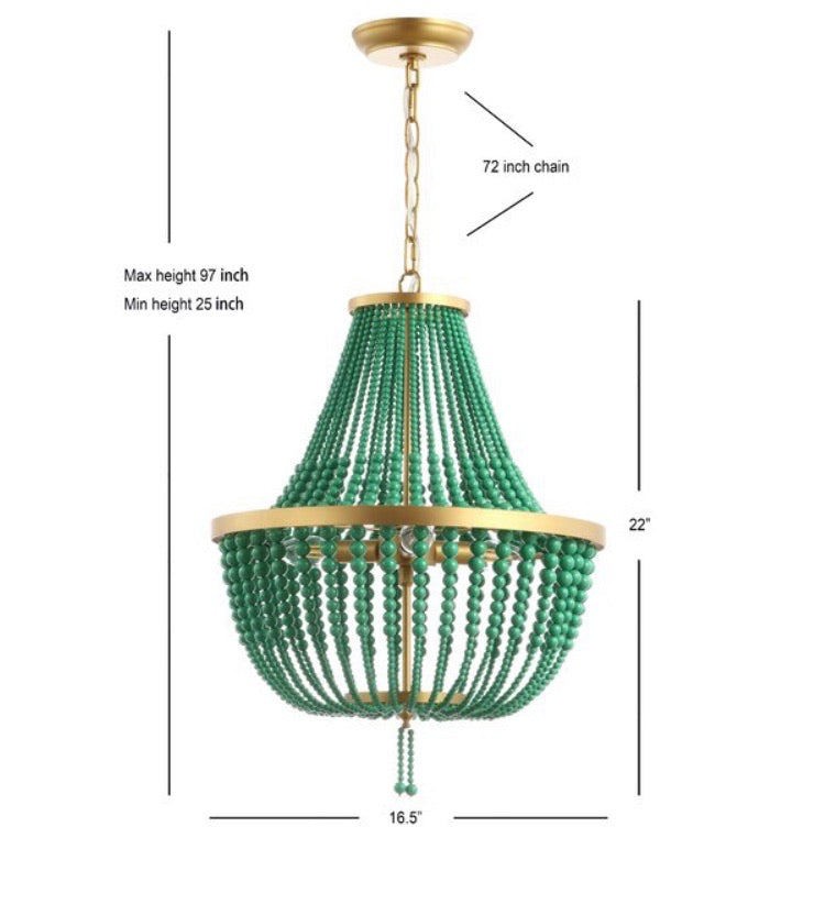 3 - Light Shaded Empire Chandelier with Beaded Accents CG1409