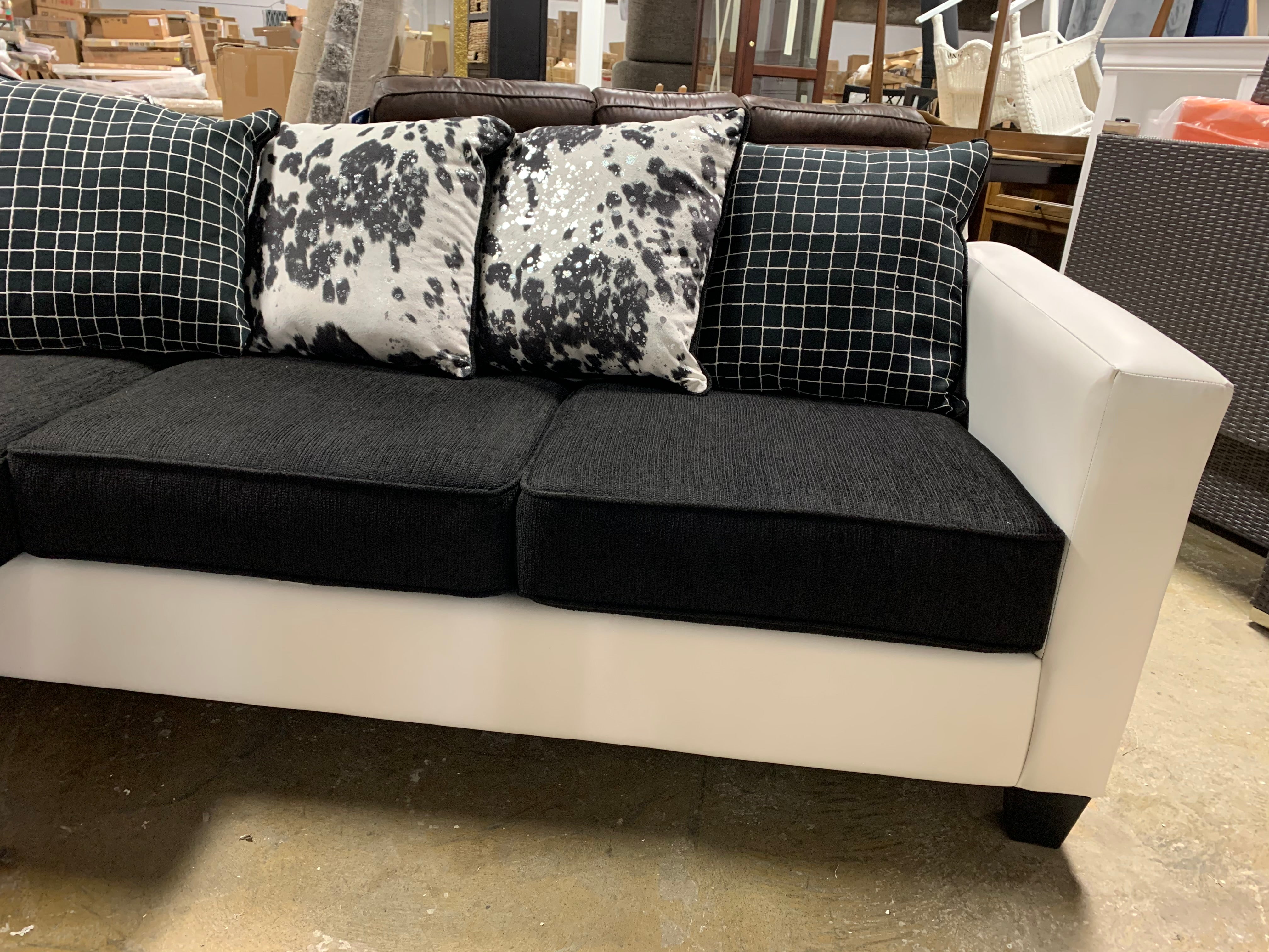 Newburg Latitude Black & White Sofa *As Is*