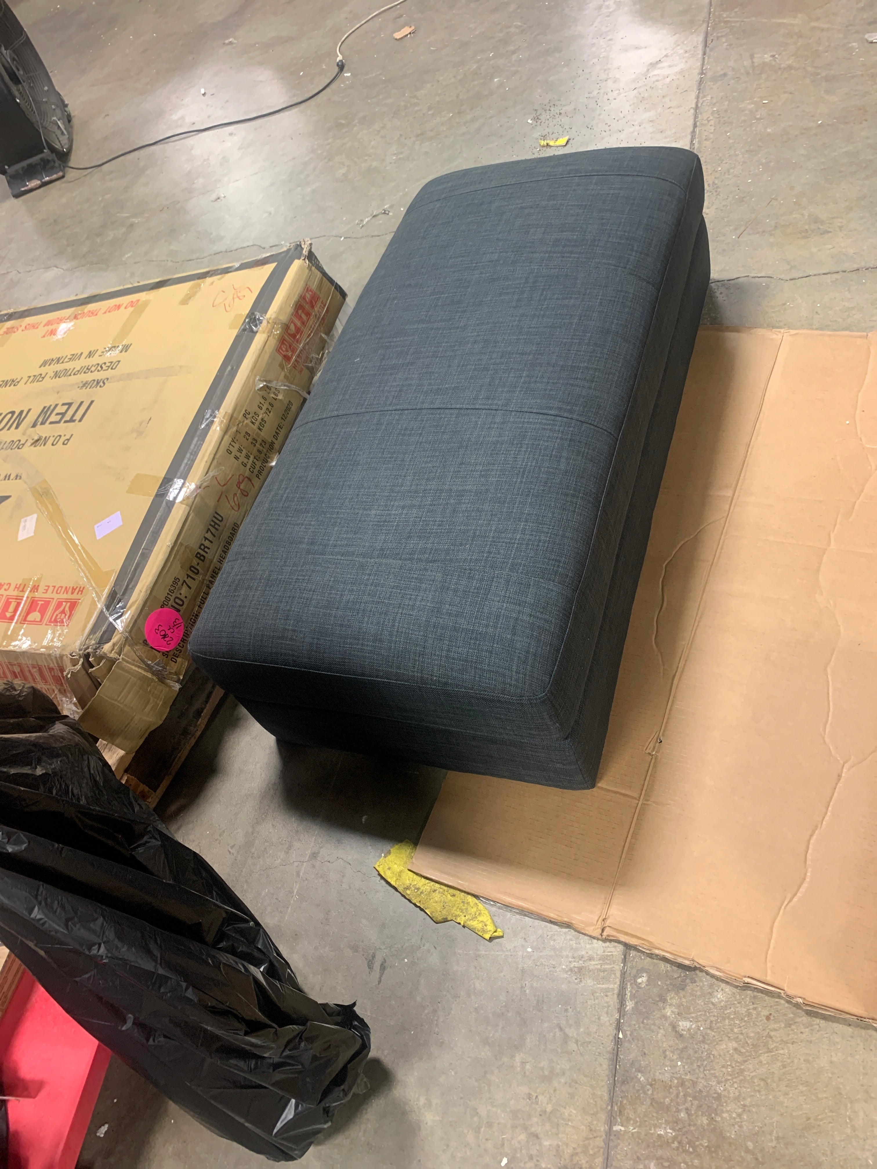 Abbyson Berkeley Grey Fabric Ottoman ONLY KB433