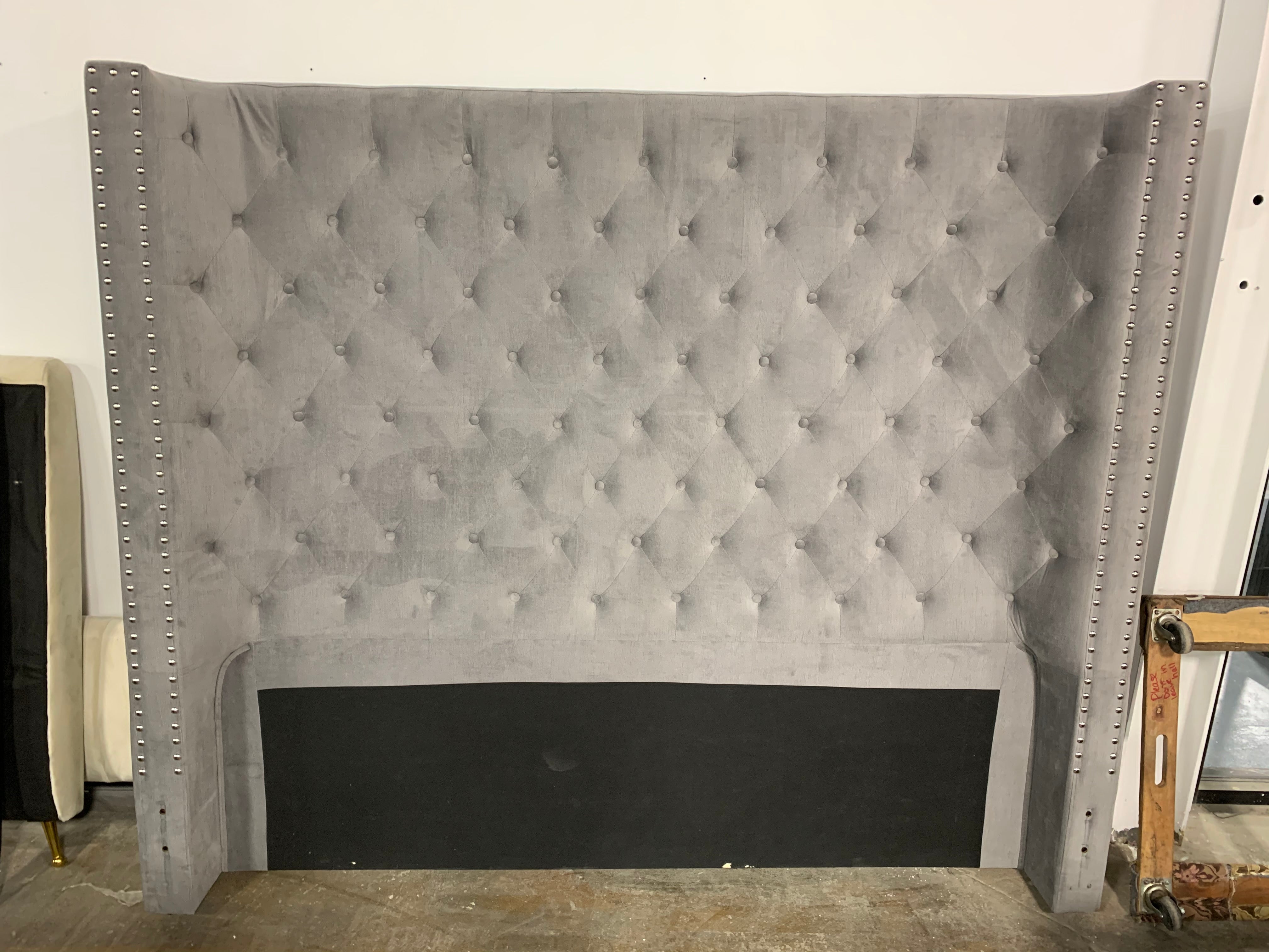 Steph Upholstered Standard Bed, Grey Velvet