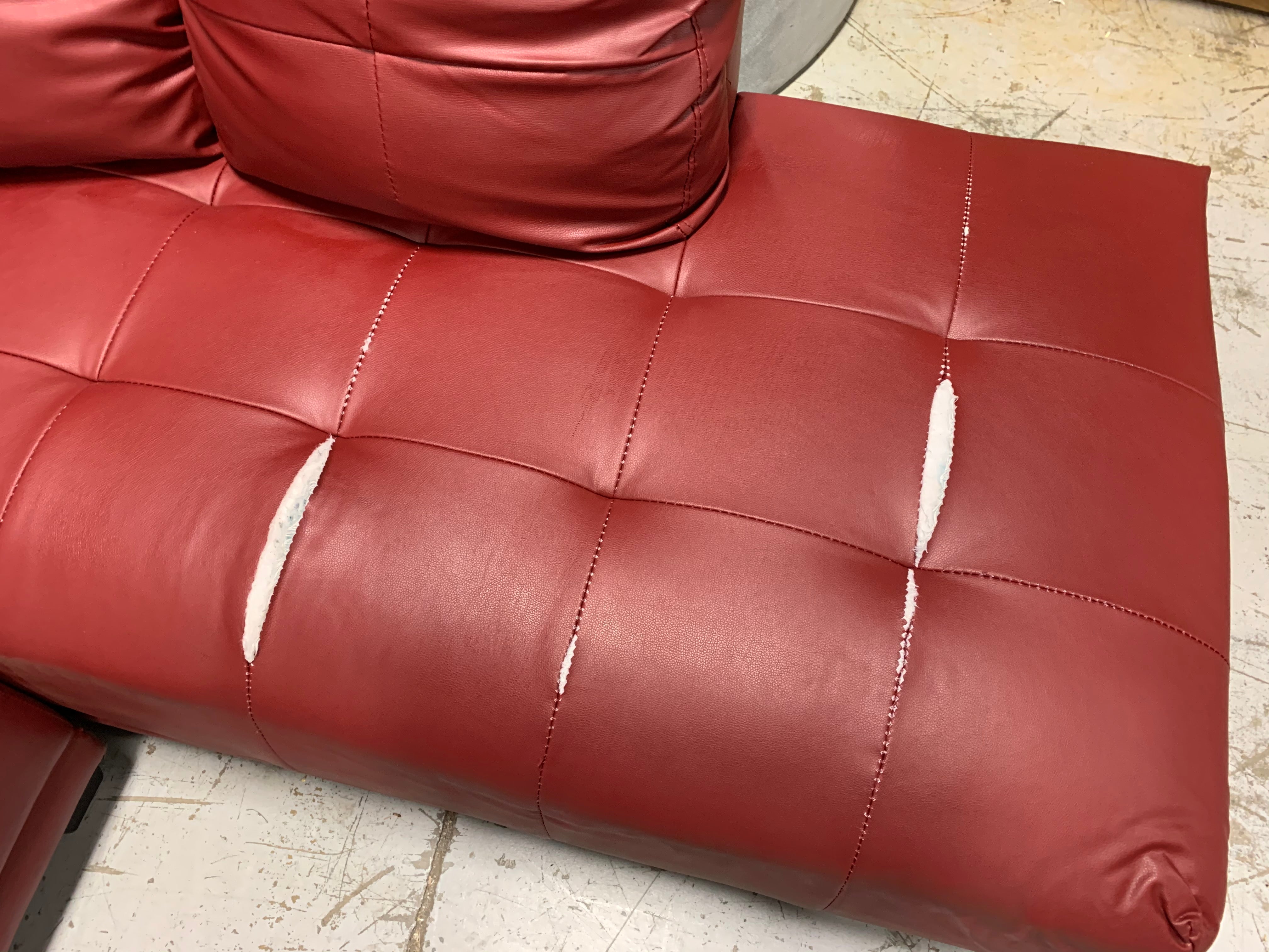 95” Red Faux Leather Sectional *As Is*
