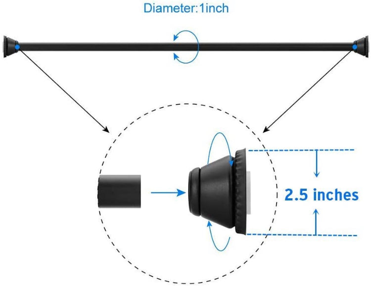Black Shower Curtain Tension Rod Adjustable Shower Rod Black K8777
