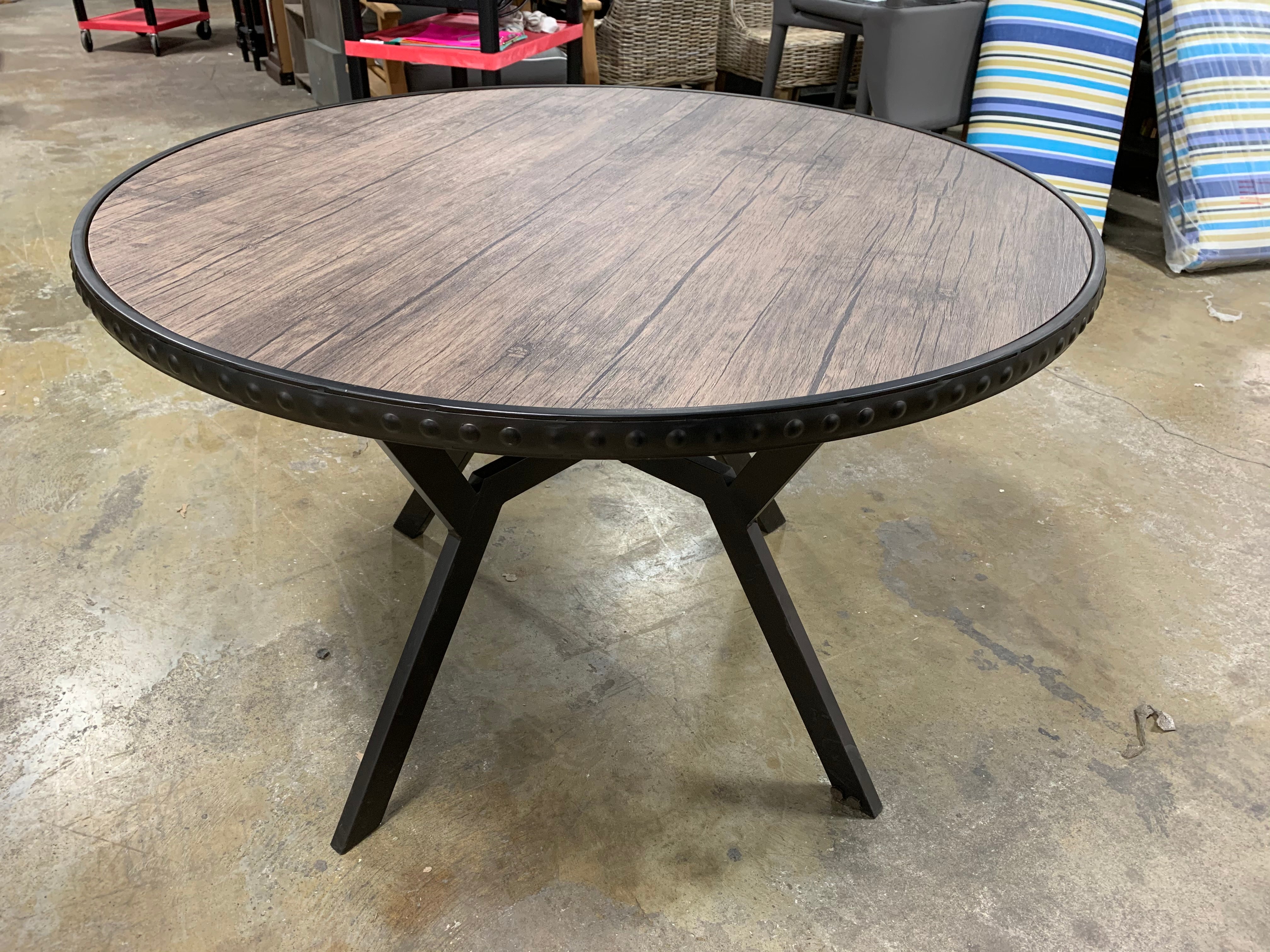 44.5" Distressed Wood/Metal Dining Table