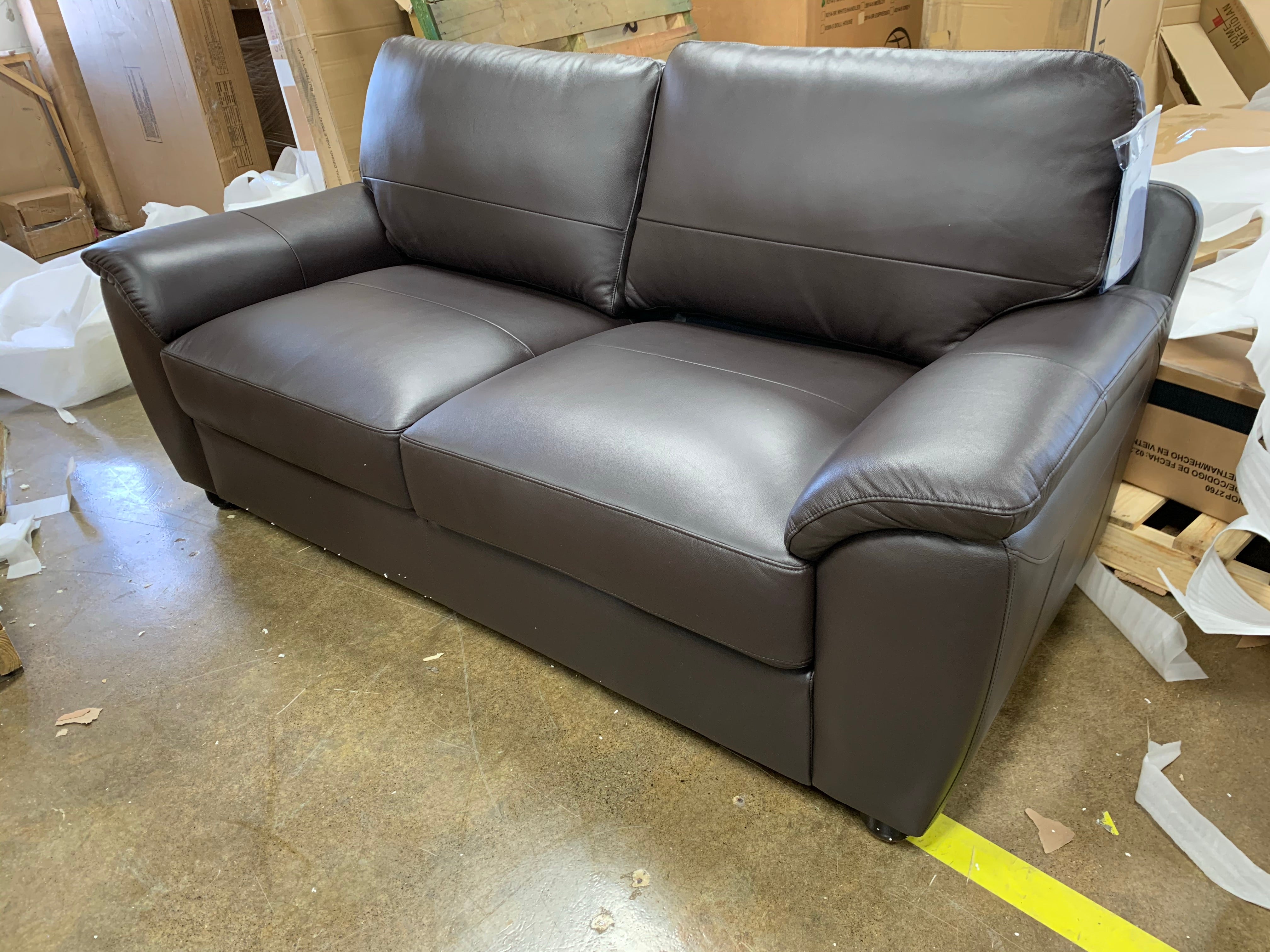 Abbyson Sedona Brown Top Grain Leather Sofa