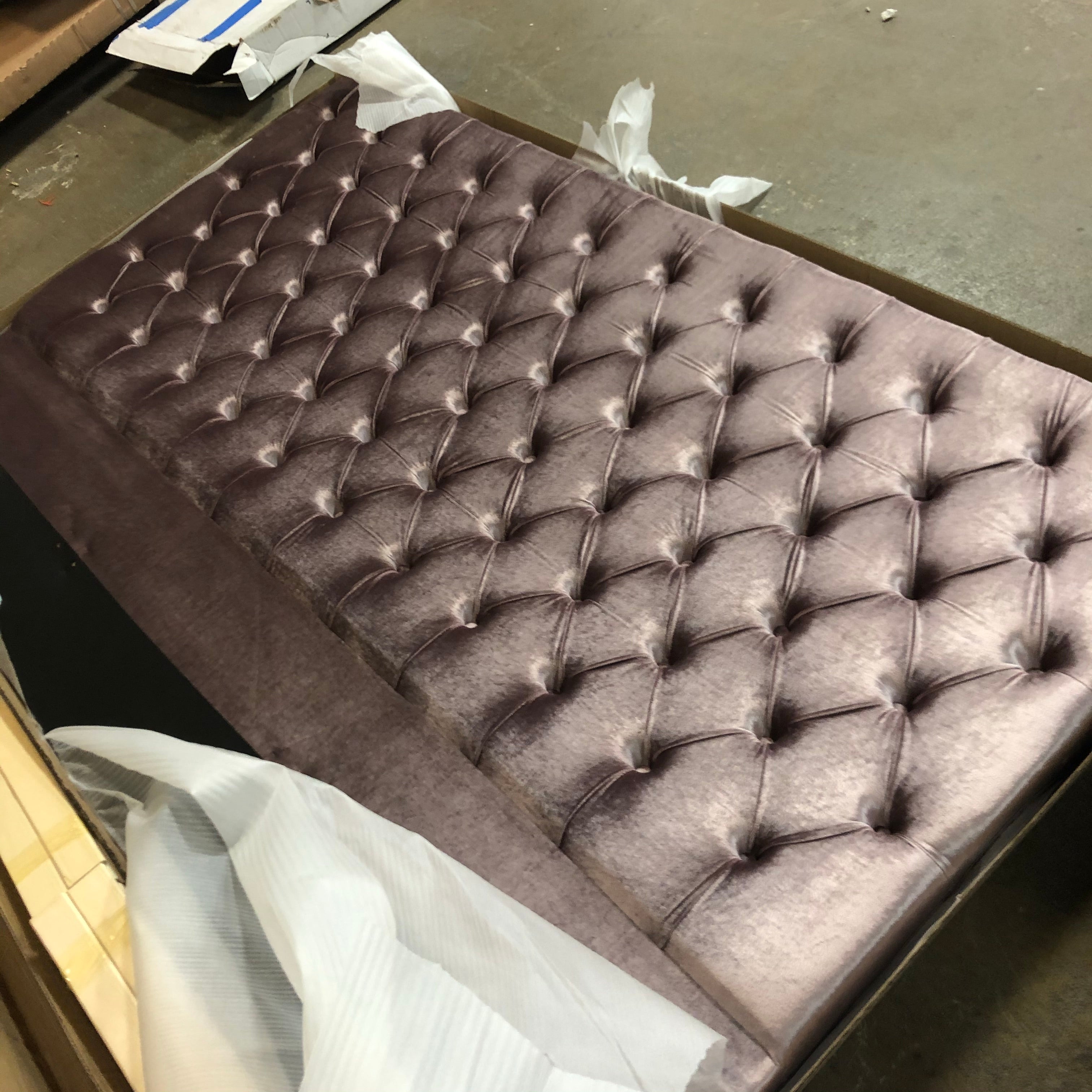 (King) Velvet Champagne Purple Headboard *AS IS* CG1966