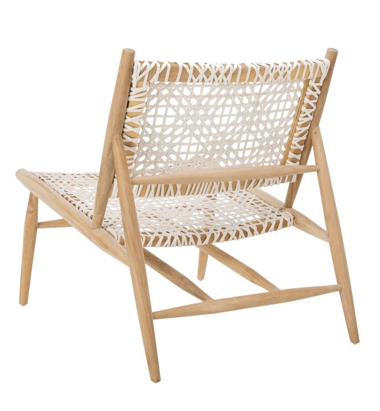 (Set of 2) Bandelier Off-White/Natural Leather Accent Chair CG859