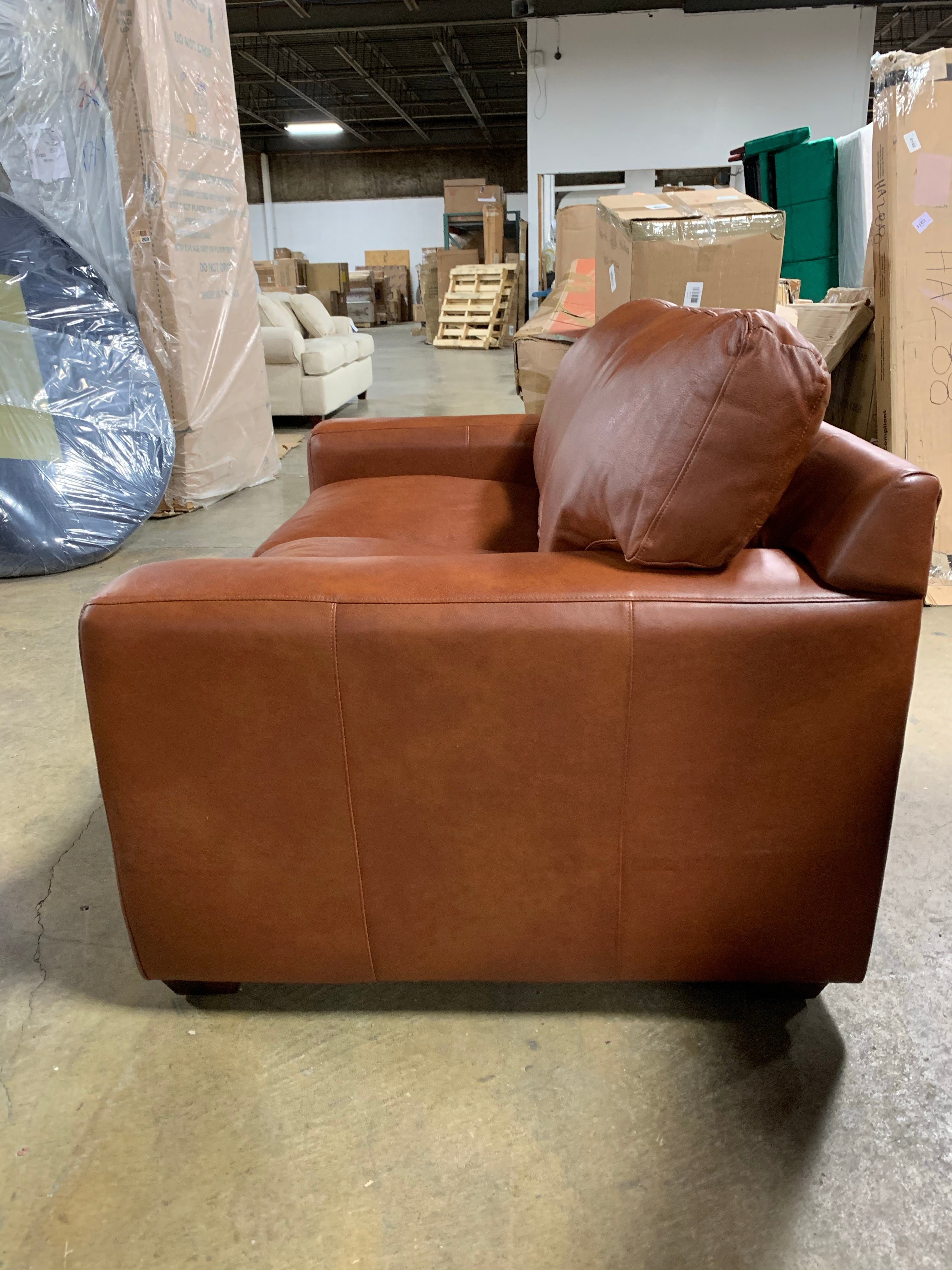 Pratt Leather 67" Square Arm Loveseat