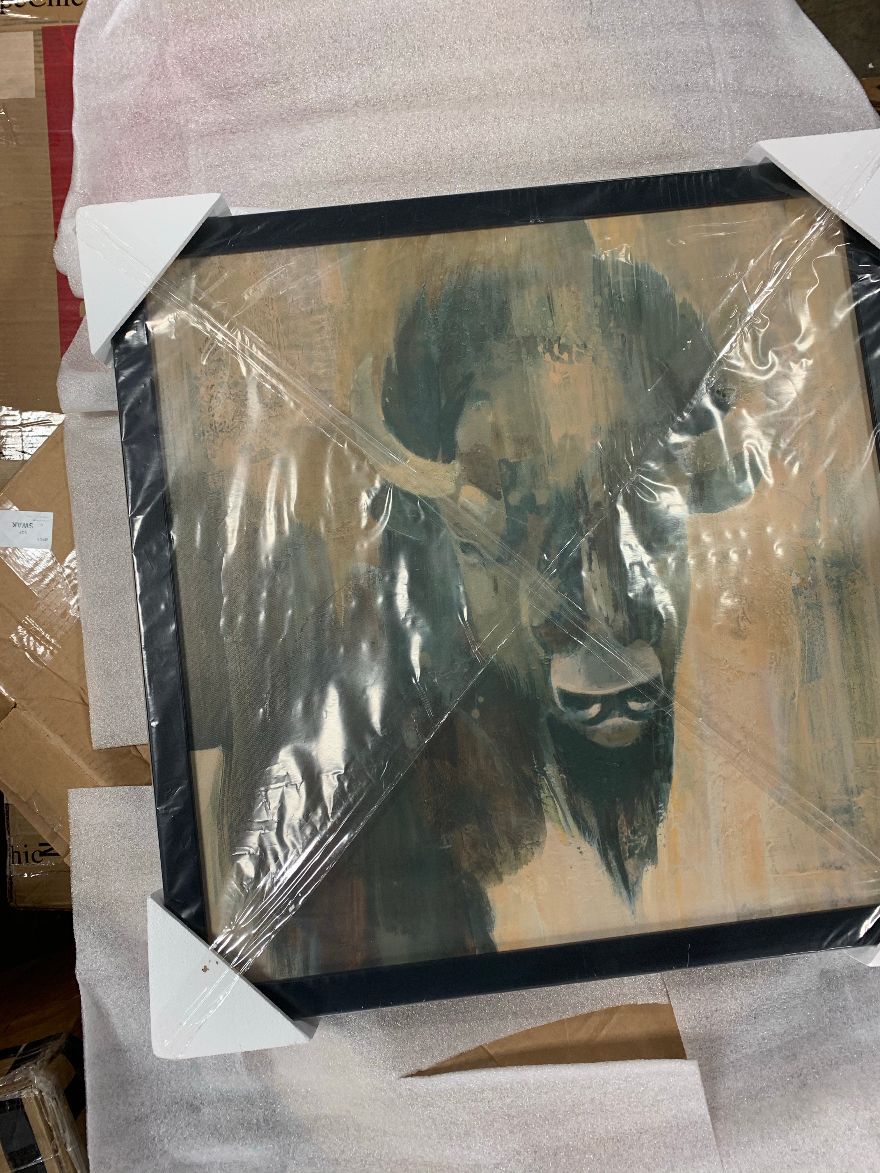'Into the Wild Gold Buffalo' Picture Frame Print on Canvas LX4822