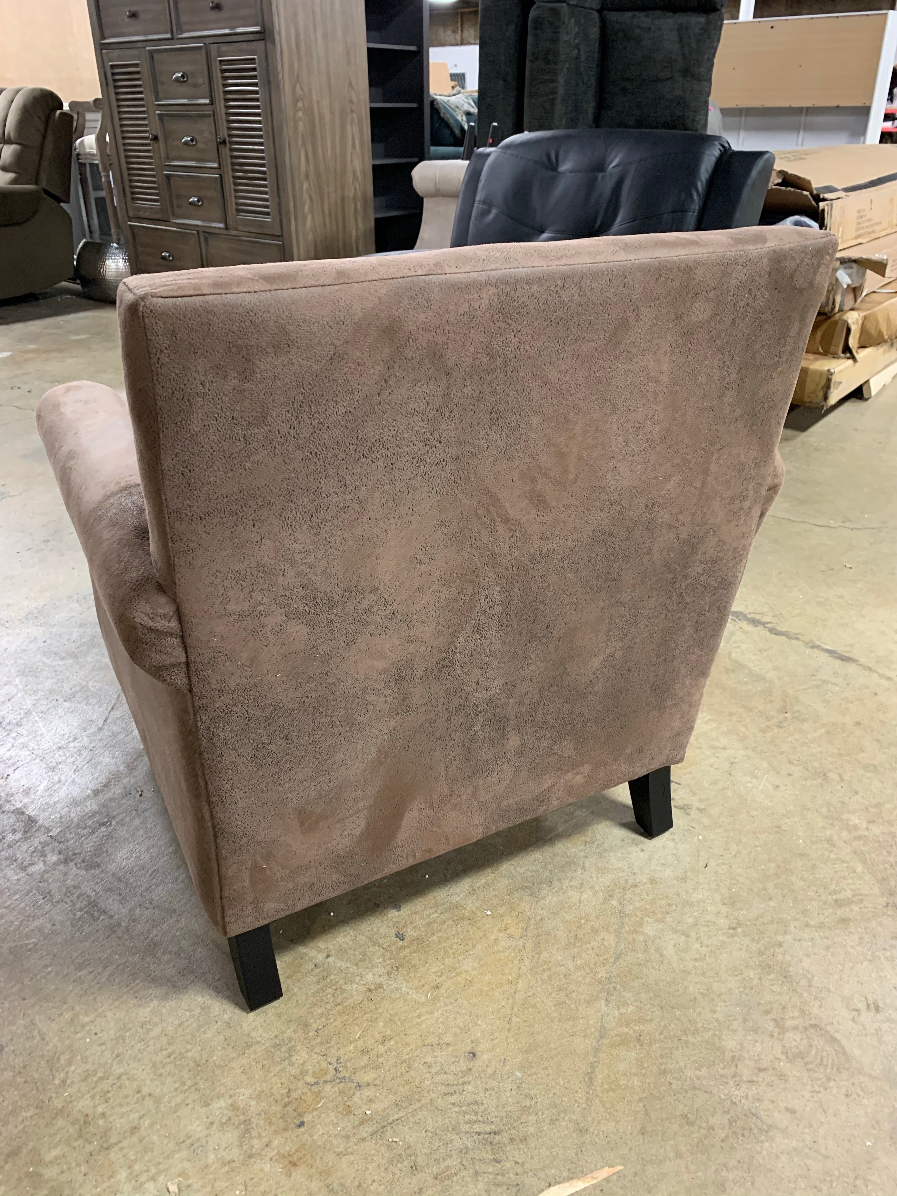 Asbury Club Chair, Antique Brown Faux Leather