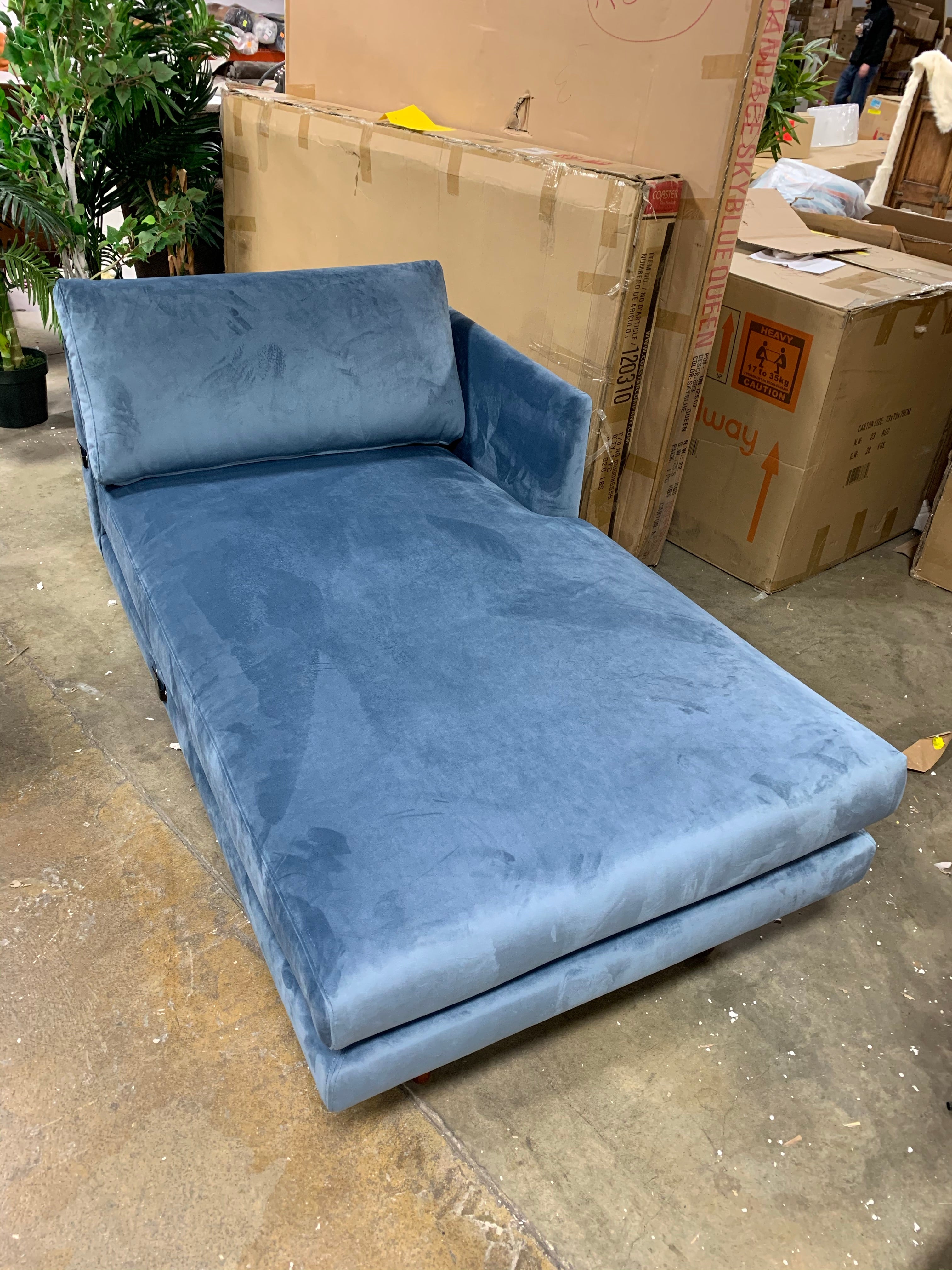 Blue Velvet Chaise Lounge *As Is*