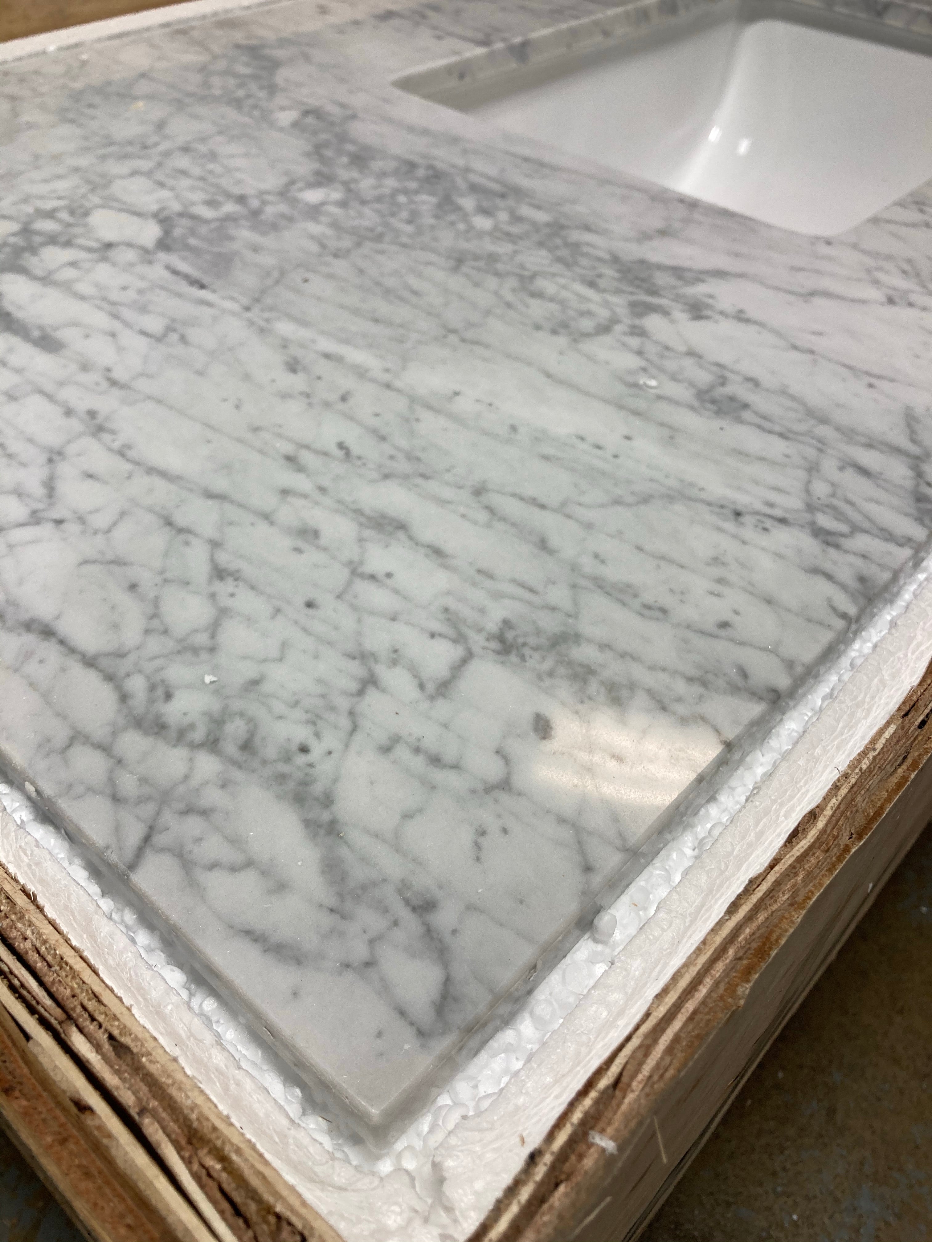 48" x 22" Carrara Marble Vanity Top with Square Undermount Sink (#K5164)