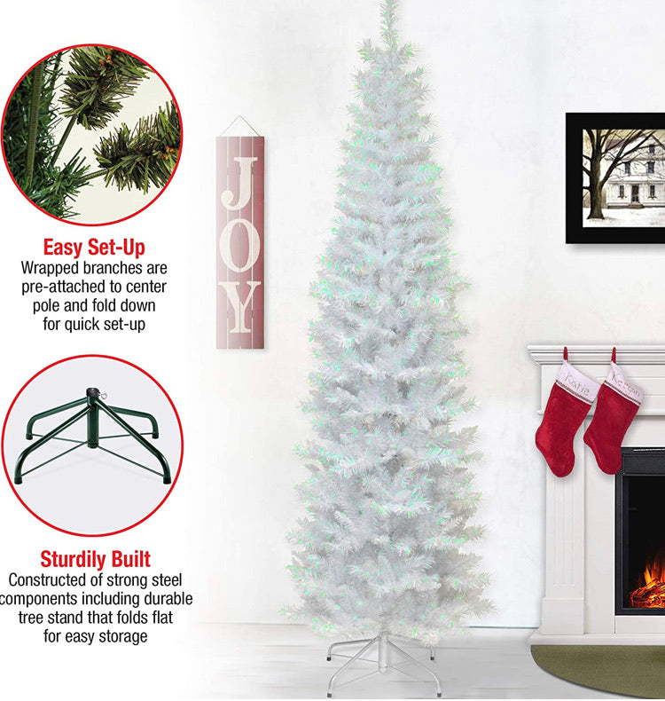 6' White Iridescent Tinsel Artificial Christmas Tree (#K5349)