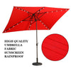 10' x 6.5' Aluminum Rectangular LED Patio Umbrella, Red (#K5852)