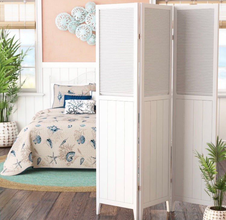 White Brigitte 3 Panel Room Divider CG994