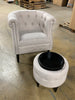 Starks Tufted Fabric Chesterfield Chair and Ottoman, Beige