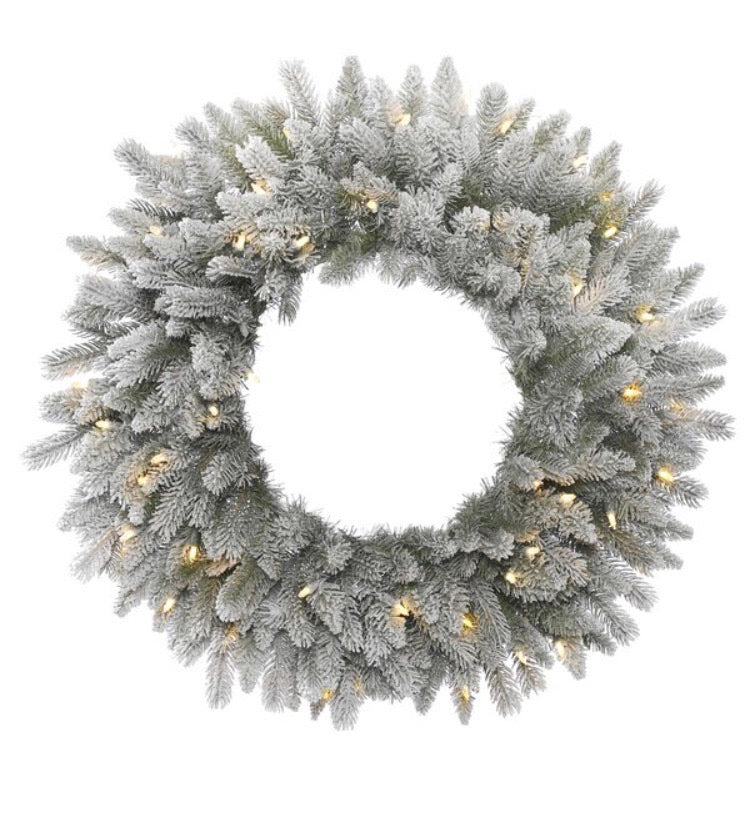 24" Frosted Sable Pine Christmas Lighted Wreath CG1559
