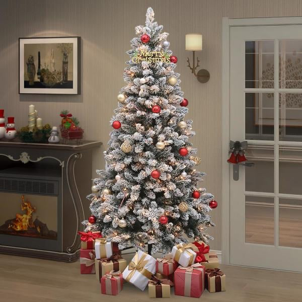 5' Green Lighted Flocked Spruce Artificial Christmas Tree (#K5452)