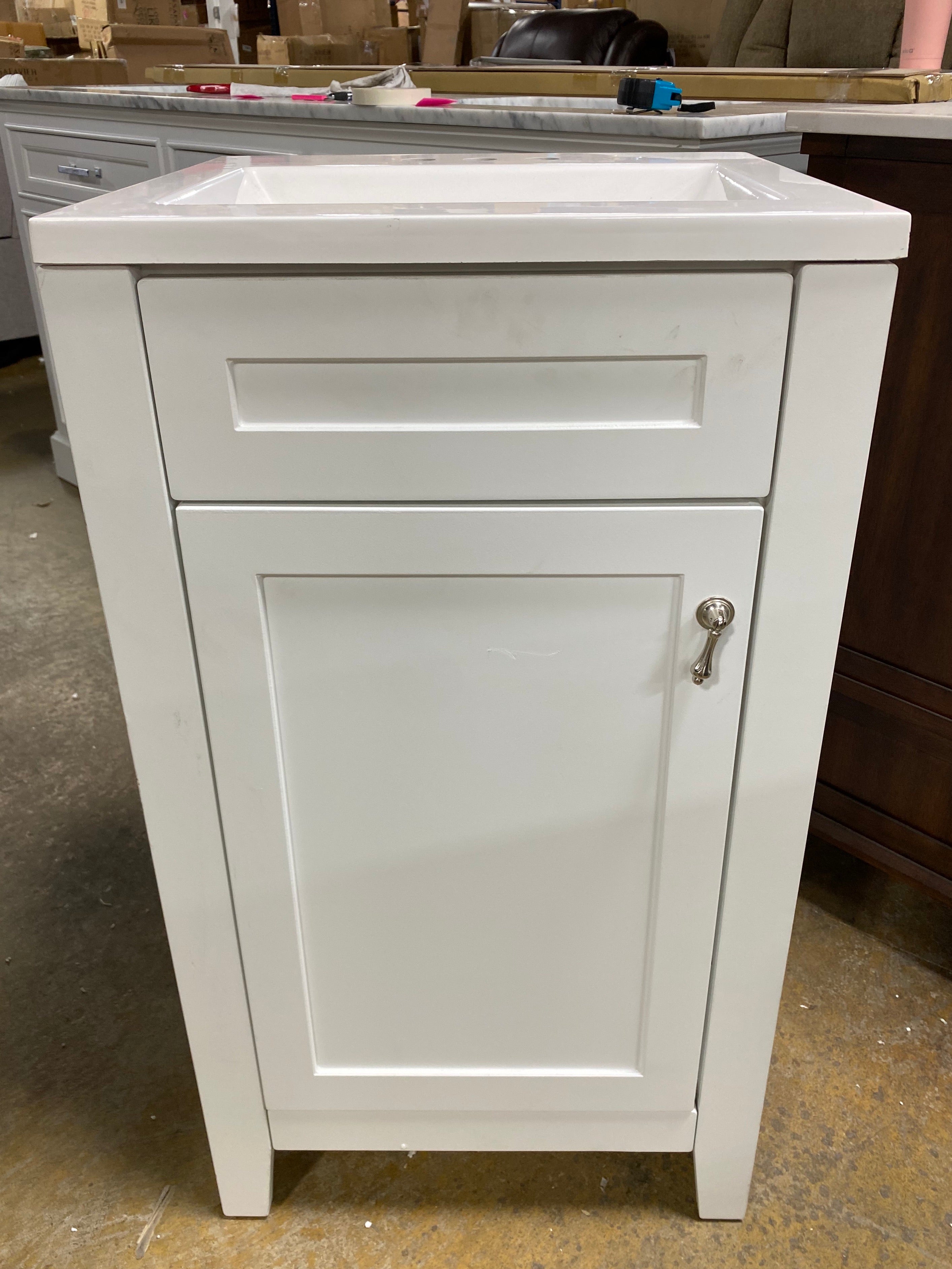 White 18" Single Sink Vanity