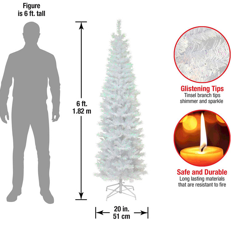 6' White Iridescent Tinsel Artificial Christmas Tree (#K5349)