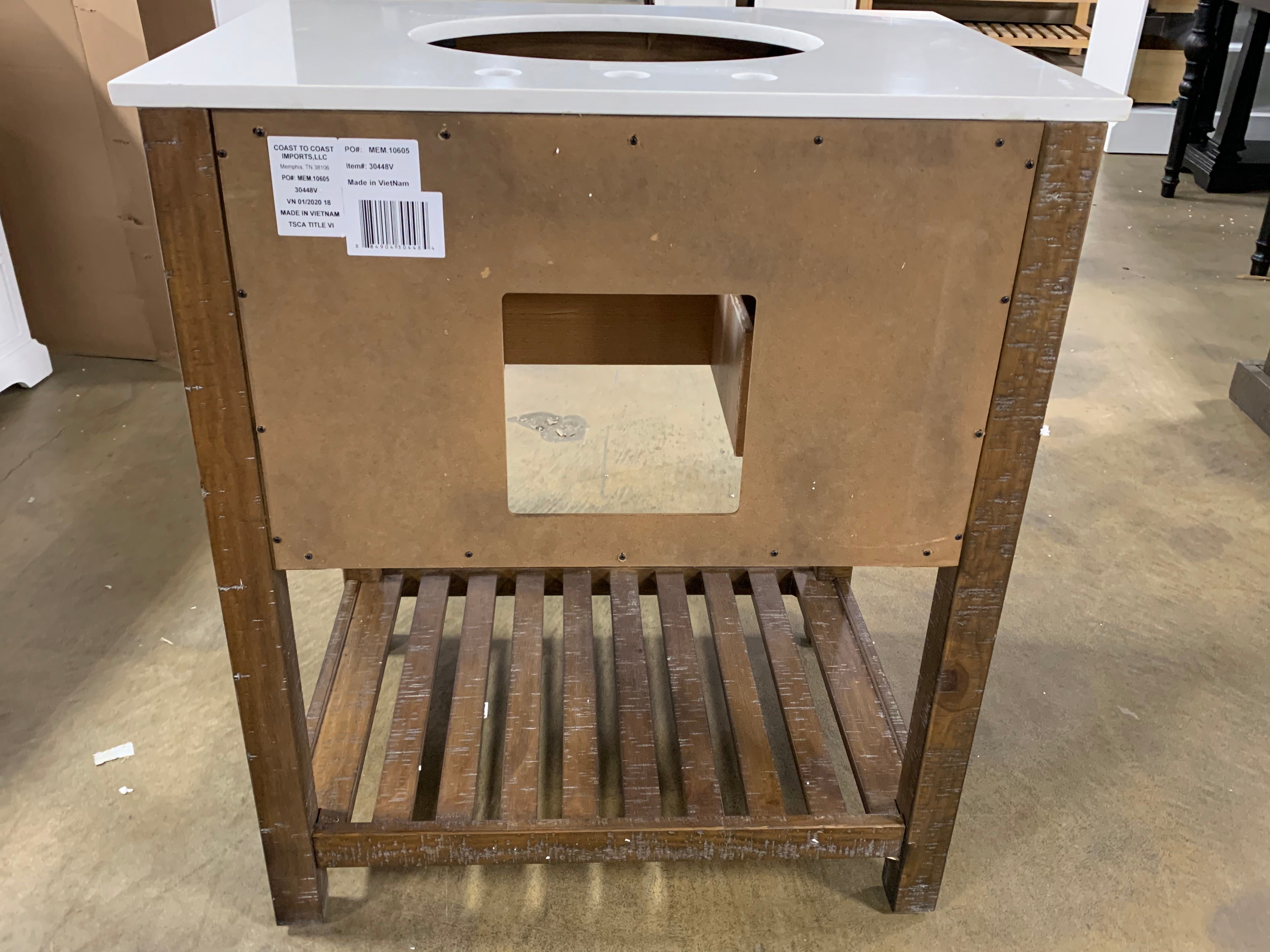30" Cayhill Distressed Brown Single Sink Bathroom