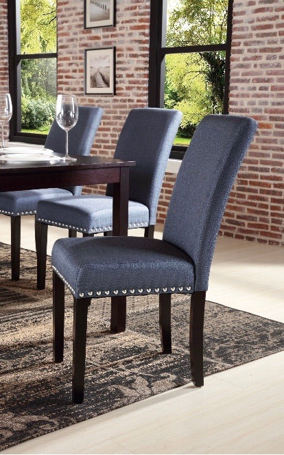 (Set of 2) Nail Head Upholstered Dining Chair, Blue CG1458