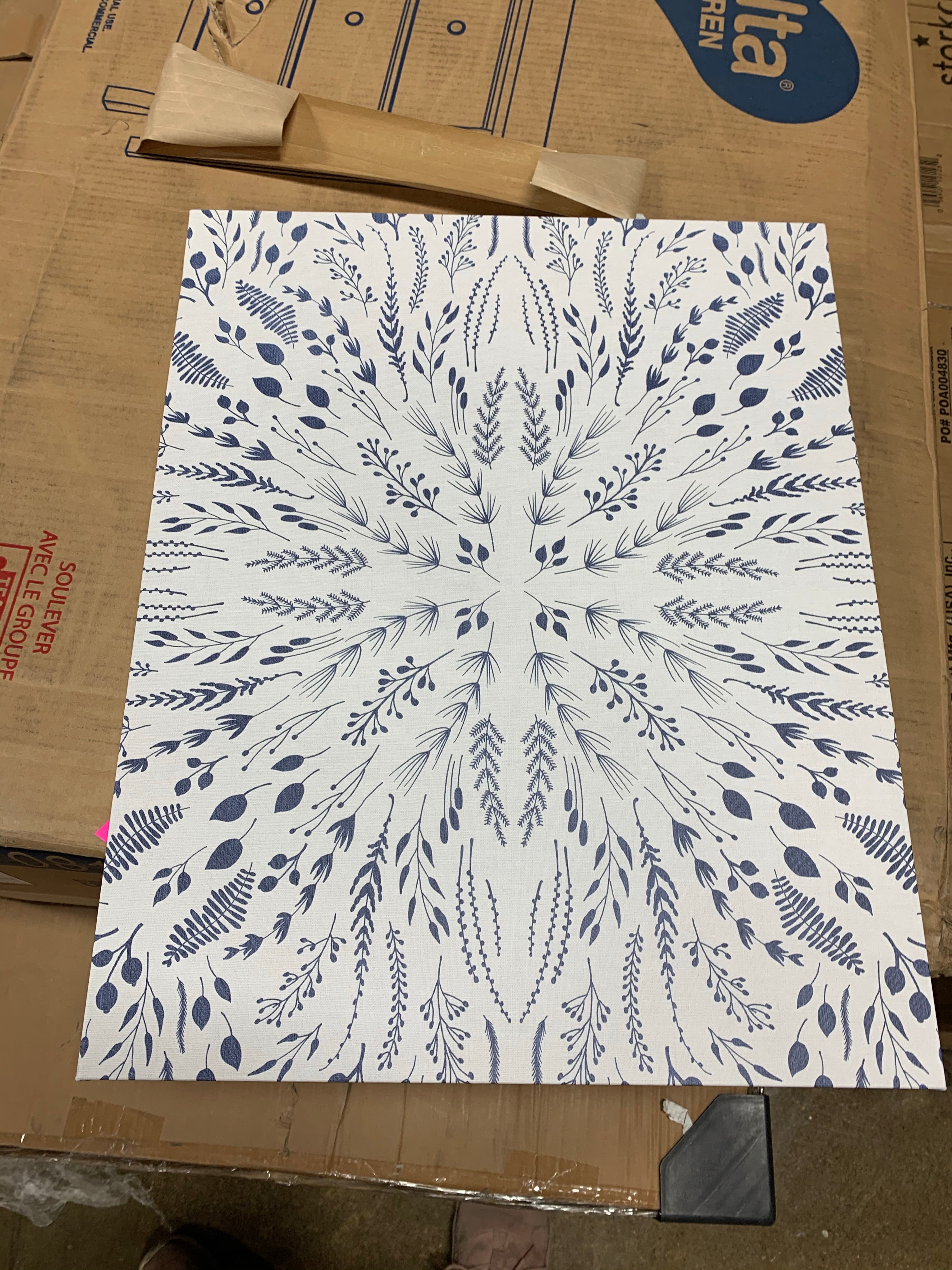 'Indigo Maze' - Graphic Art Print on Canvas LX5072