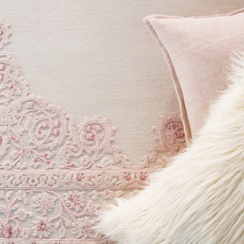 Fontanne Oriental Pink/White/Cream Area Rug, 7’6”x9’6” (#27R)