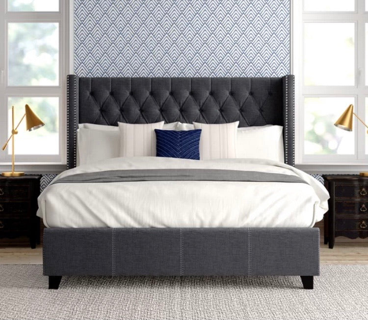 (Queen) Dallas Upholstered Platform Bed CG1911 (2 boxes)