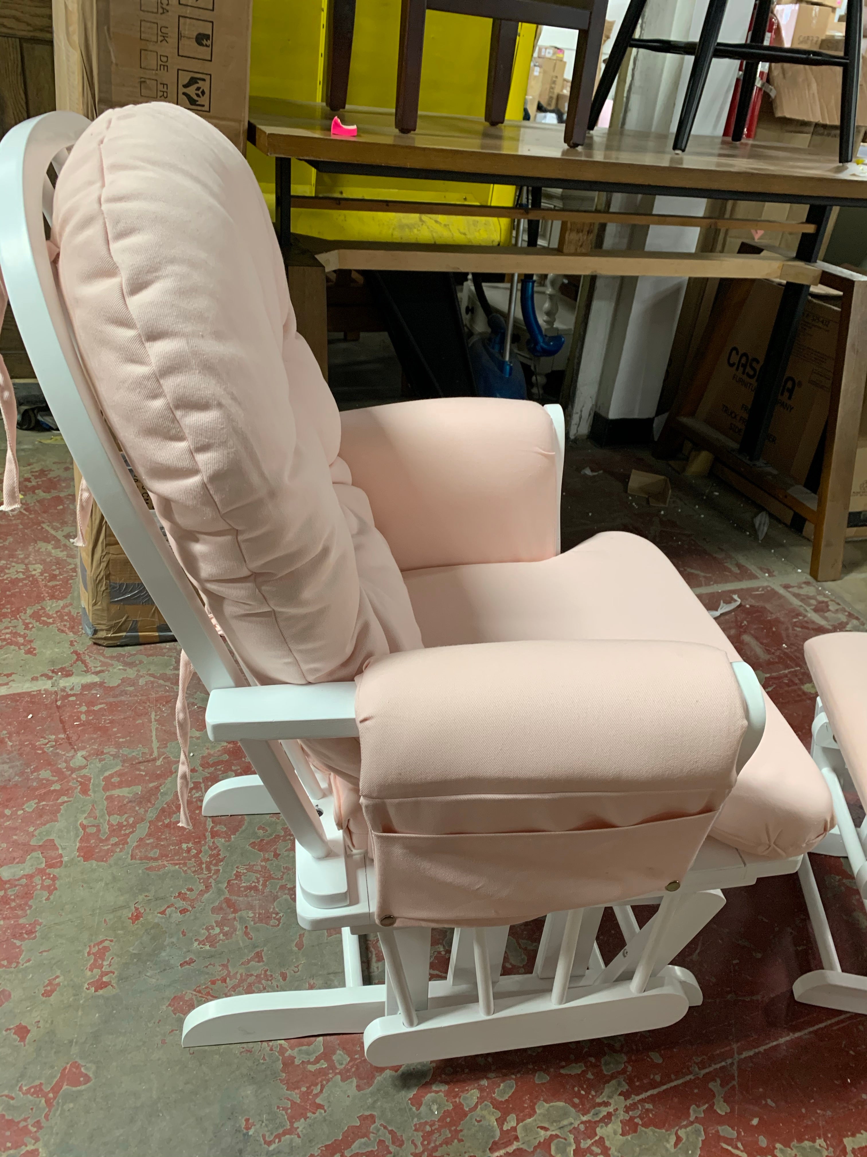 Erikson Glider and Ottoman Pink White Salvage Co Indy