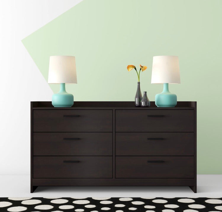 Black Brown Nowell 6 Drawer Double Dresser CG1602