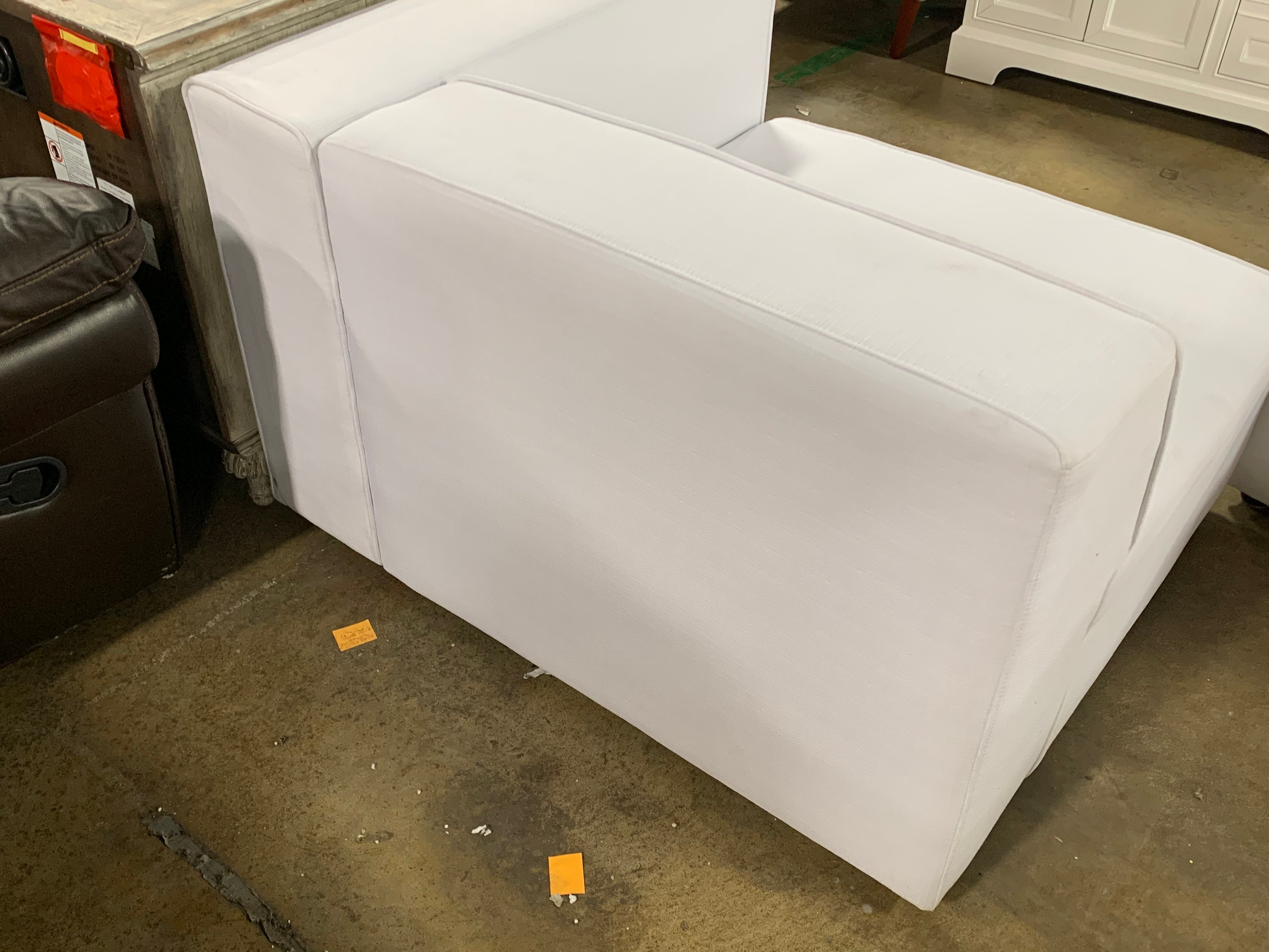 Mingle White 2 Piece Upholstered Fabric Sectional Sofa Set