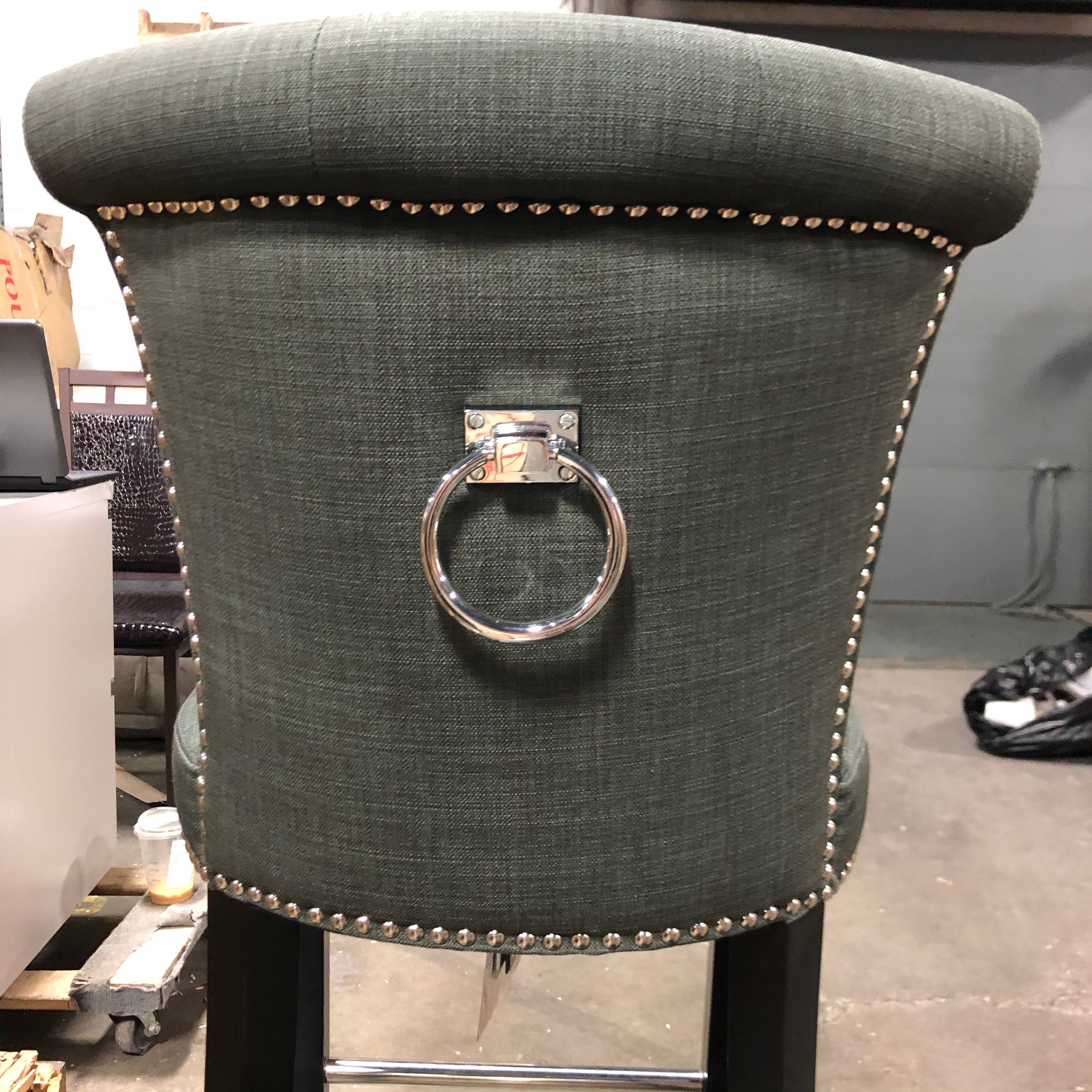 (Set of 2) 43.7" Addo Ring Charcoal Upholstered Bar Stool CG248